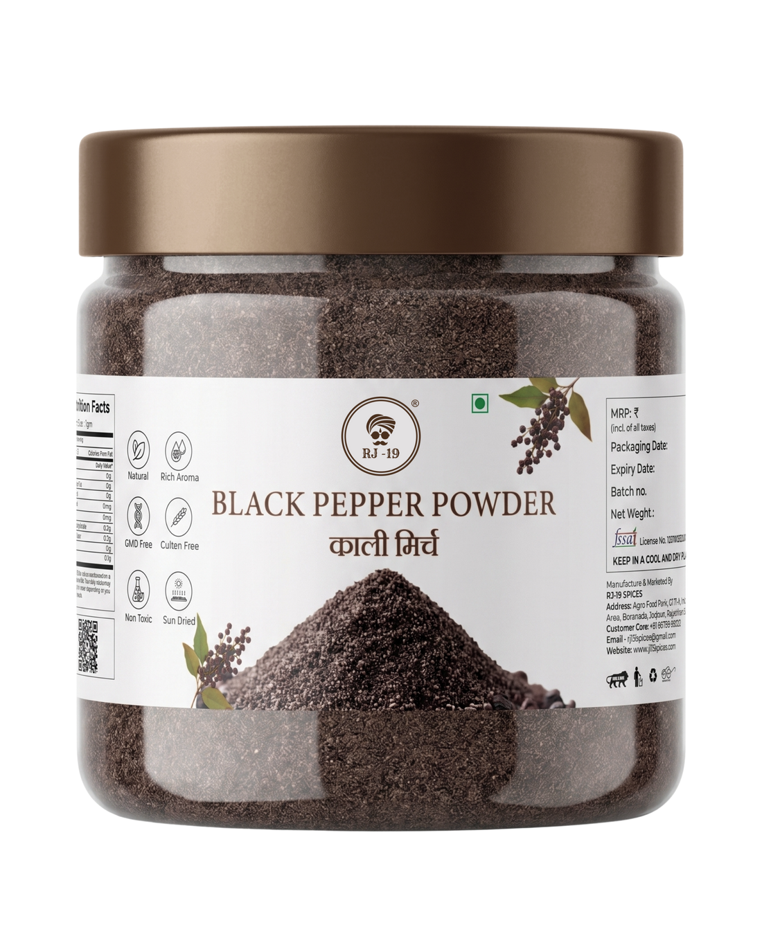 RJ-19 Premium Black Pepper Powder (Kali Mirch Powder)